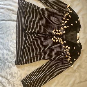 Striped Swetaer with Flowers Size S